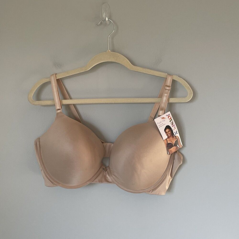 Joyspun Push-Up Underwire Bra Medium Lift Plunge Neckline Nude Beige Size 38D